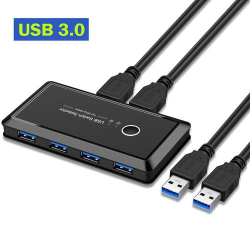 Commutateur KVM USB 3.0,sélecteur 2 PC,partage 4 revieUSB,commutateur KVM USB 2.0,concentrateur 2x4 pour clavier,souris,imprimante,EAU,disque U - Type USB3.0