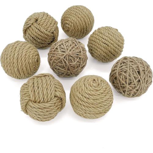 Boules Décoratives Pour Bols De Centre De Table, Orbes Décoratives Pour Remplir Les Bols De Pâte À Modeler, Sphères Décoratives En Corde De Jute, Boules Pour Remplir Les Vases 8 Pcs