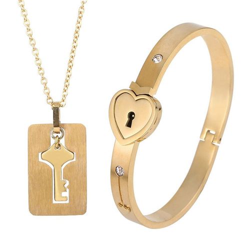 Bracelet Et Pendentif Clé Assortis Pour Couple,Cadeau De Bijoux Amoureux