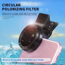 Lentille circulaire CPL mince avec filtre de 37mm et clip,maintien de la rotation pour objectif de téléphone,iPhone,Samsung,Huawei - Type 37MM