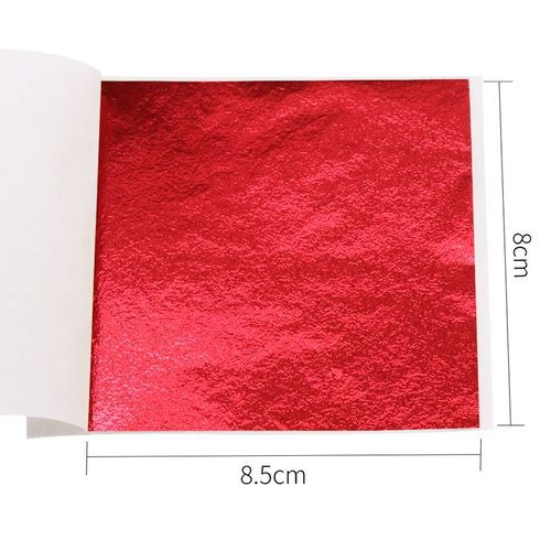 100 Pièces/10clolors,Artisanat D'art,Imitation Or Argent Cuivre Feuille De Métal,Dorure,Feuilles,Bricolage Artisanat,Papier Décoratif - Type Red 100pcs