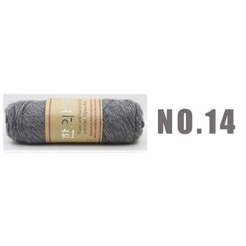 Fil de laine d'alpaga de style coréen,fil optique,laine grossière,écharpe et manteau,vison naturel,cachemire,fil à la main,100g,140m,le plus récent - Type NO14 Medium gray