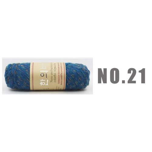 Fil de laine d'alpaga de style coréen,fil optique,laine grossière,écharpe et manteau,vison naturel,cachemire,fil à la main,100g,140m,le plus récent - Type NO21 Blue flower