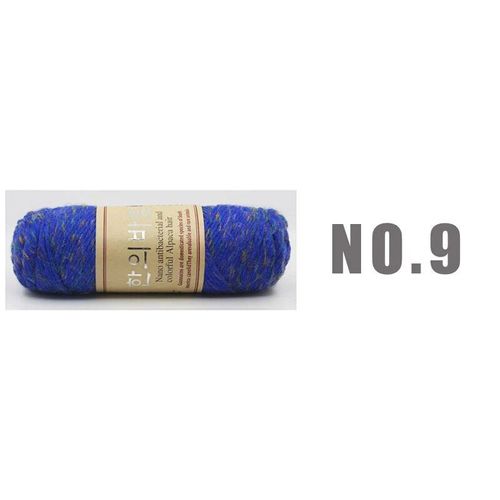 Fil de laine d'alpaga de style coréen,fil optique,laine grossière,écharpe et manteau,vison naturel,cachemire,fil à la main,100g,140m,le plus récent - Type NO9 flower blue