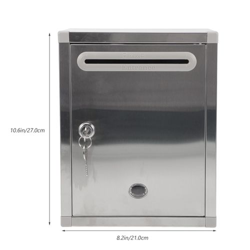 Bacs de rangement verrouillables en acier inoxydable,boîtes à linge murales,conteneur de poste à lettre,boîte à lettres vintage,bureau - Type Silver