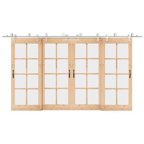 vidaXL Kit fixation porte coulissante 200 cm Acier inoxydable Argenté