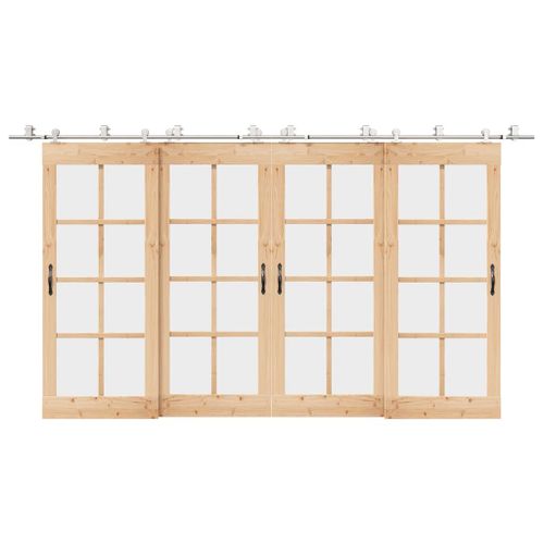 vidaXL Kit fixation porte coulissante 200 cm Acier inoxydable Argenté