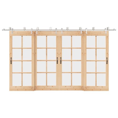 vidaXL Kit fixation porte coulissante 200 cm Acier inoxydable Argenté