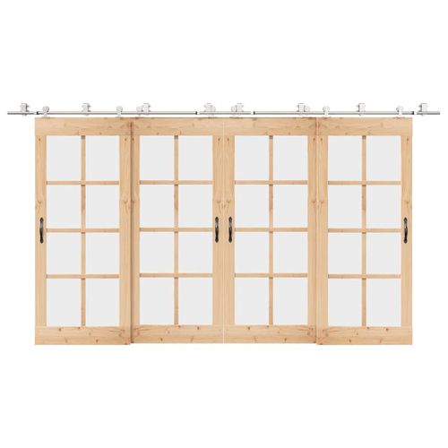 vidaXL Kit fixation porte coulissante 200 cm Acier inoxydable Argenté