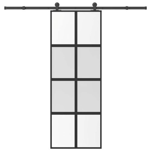 vidaXL Porte coulissante kit de quincaillerie trempé verre aluminium