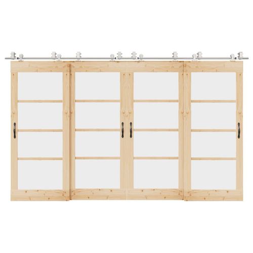 vidaXL Kit fixation porte coulissante 183 cm Acier inoxydable Argenté