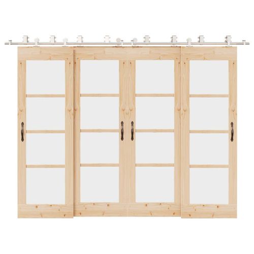 vidaXL Kit fixation porte coulissante 183 cm Acier inoxydable Argenté