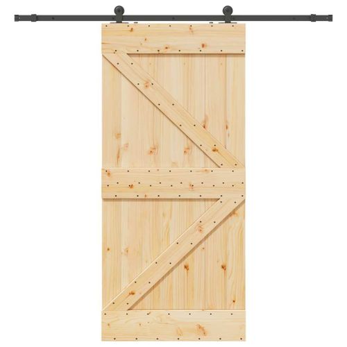 vidaXL Porte coulissante et kit de quincaillerie 90x210 cm pin massif