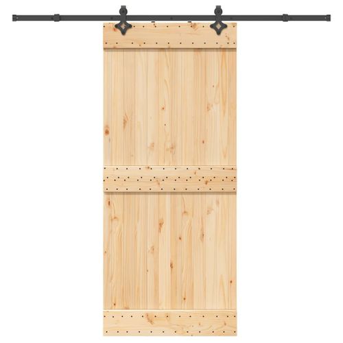 vidaXL Porte coulissante et kit de quincaillerie 90x210 cm pin massif