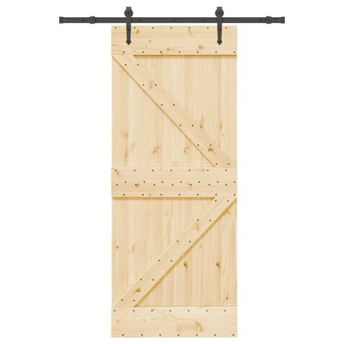 vidaXL Porte coulissante et kit de quincaillerie 85x210 cm pin massif