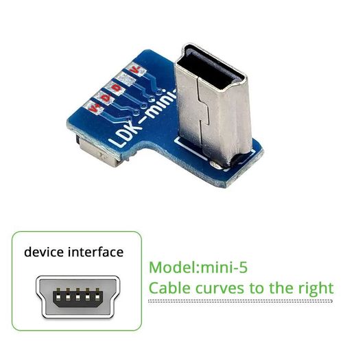Câble de données USB 2.0 Micro Type-C Mini coude,câble d'extension FDavid,plat et flexible,téléphone,ordinateur,cardan,caméra,moniteur - Type Mini USB-5