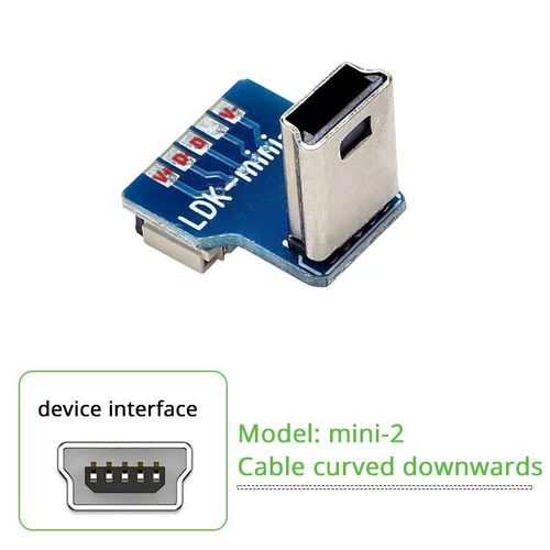 Câble de données USB 2.0 Micro Type-C Mini coude,câble d'extension FDavid,plat et flexible,téléphone,ordinateur,cardan,caméra,moniteur - Type Mini USB-2