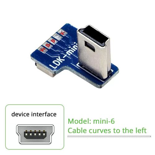 Câble de données USB 2.0 Micro Type-C Mini coude,câble d'extension FDavid,plat et flexible,téléphone,ordinateur,cardan,caméra,moniteur - Type Mini USB-6