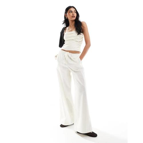 Pantalon D'ensemble Noué À La Taille - Blanc