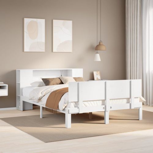 Vidaxl Lit Bibliothèque Sans Matelas Blanc 150x200 Cm Bois Pin Massif
