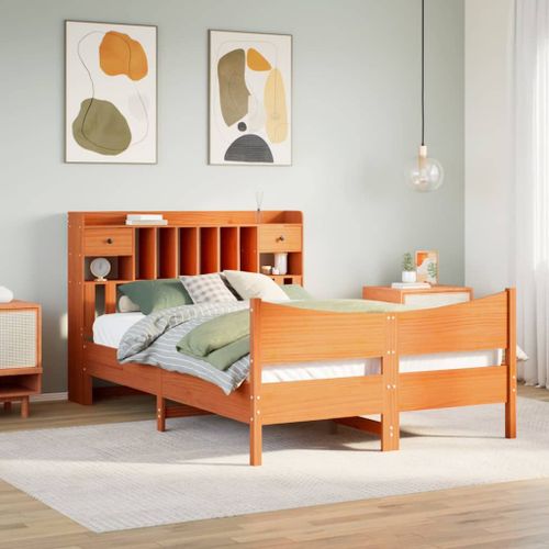 Vidaxl Cadre De Lit Sans Matelas Cire Marron 150x200cm Bois Pin Massif