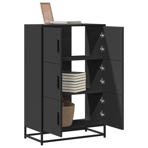Vidaxl Buffet Haut Noir 68x35x106,5 Cm Bois D'ingénierie Et Métal