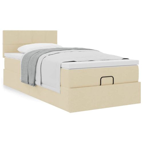 Vidaxl Lit Ottoman Avec Matelas Crème 100x200 Cm Tissu