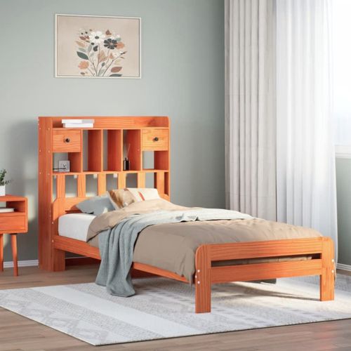 Vidaxl Lit Bibliothèque Sans Matelas Cire Marron 75x190 Cm Pin Massif