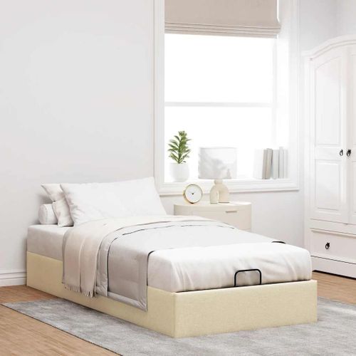 Vidaxl Cadre De Lit Ottoman Sans Matelas Crème 100x200 Cm Tissu