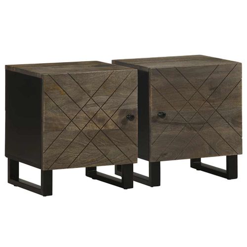 Vidaxl Tables De Chevet 2 Pcs Noir 40x33x46 Cm Bois De Manguier Solide