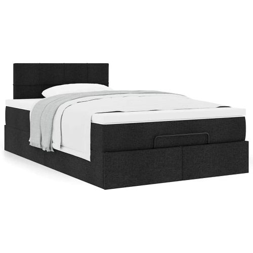 Vidaxl Lit Ottoman Avec Matelas Noir 120x200 Cm Tissu