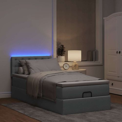 Vidaxl Lit Ottoman Avec Matelas Gris Clair 100x200 Cm Tissu