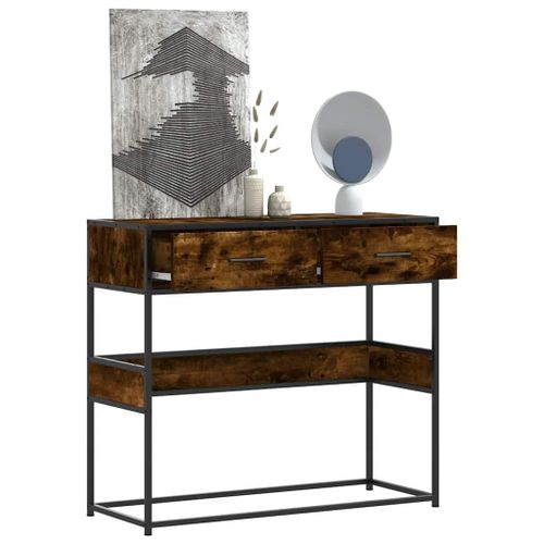 Vidaxl Table Console Chêne Fumé 90x35x80 Cm Bois D'ingénierie