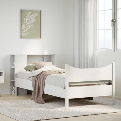 Vidaxl Cadre De Lit Sans Matelas Blanc 100x200 Cm Bois De Pin Massif