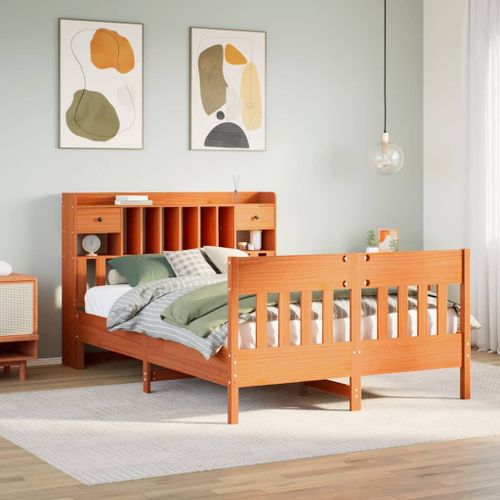 Vidaxl Cadre De Lit Sans Matelas Cire Marron 150x200cm Bois Pin Massif