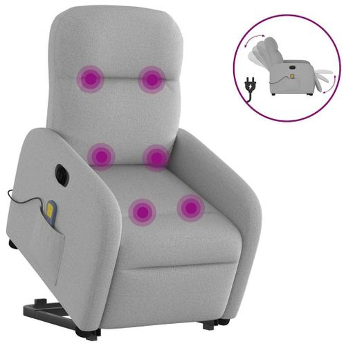 Vidaxl Fauteuil Inclinable De Massage Électrique Gris Nuage Tissu