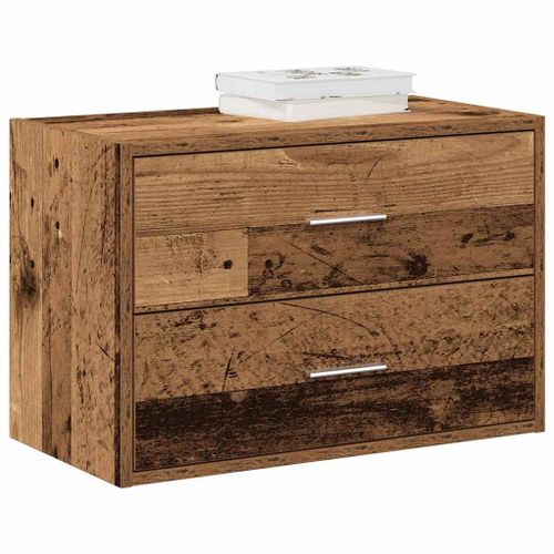 Vidaxl Armoire Avec 2 Tiroirs Vieux Bois 60x31x40 Cm Bois D'ingénierie