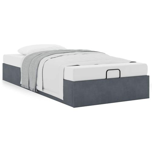 Vidaxl Cadre De Lit Ottoman Sans Matelas Gris Foncé 100x200 Cm Velours