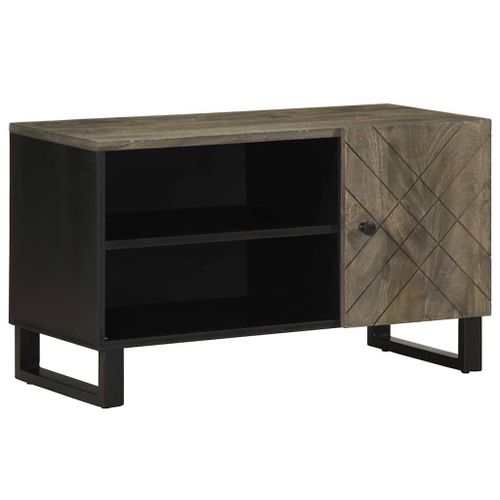 Vidaxl Meuble Tv Noir 80x33x46 Cm Bois Massif De Manguier