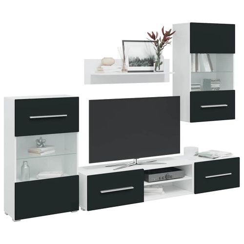 Vidaxl Meubles Tv 5 Pcs Avec Lumière Led Indigo Mat Bois D'ingénierie
