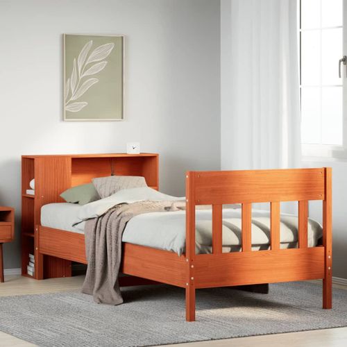 Vidaxl Lit Bibliothèque Sans Matelas Cire Marron 75x190 Cm Pin Massif
