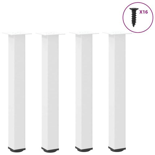 Vidaxl Pieds De Table Basse 4 Pcs Blanc 72-74 Cm Acier