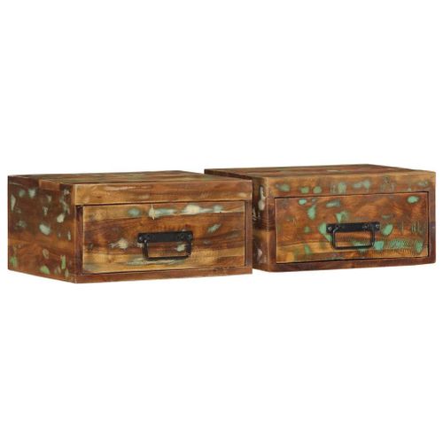Vidaxl Tables De Chevet Murales 2 Pcs Bois Massif De Récupération