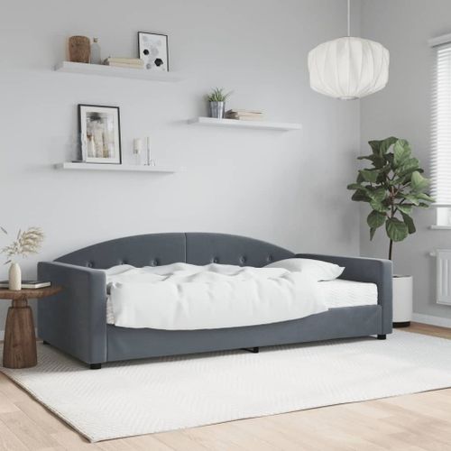 Vidaxl Lit De Jour Avec Matelas Gris Foncé 100x200 Cm Velours
