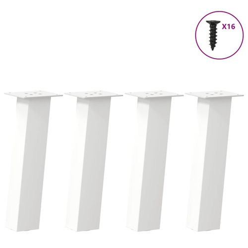 Vidaxl Pieds De Table Basse 4 Pcs Blanc 30 Cm Acier