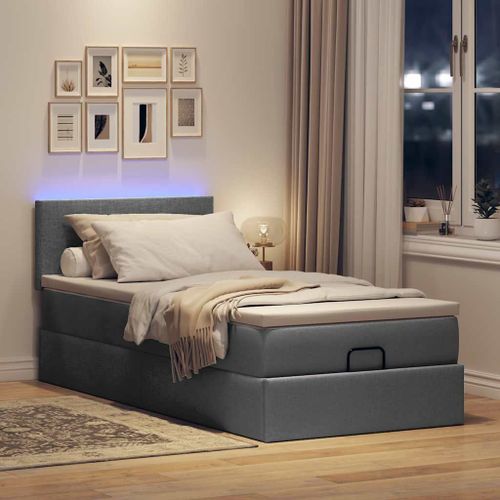 Vidaxl Cadre De Lit Ottoman Avec Matelas Gris Foncé 100x200 Cm Tissu