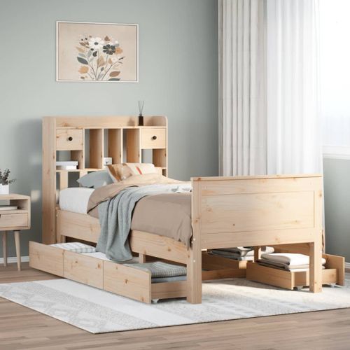 Vidaxl Lit Bibliothèque Sans Matelas 100x200 Cm Bois Massif De Pin
