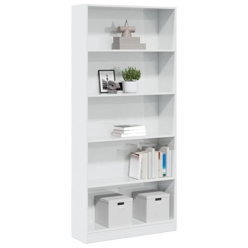 Vidaxl Bibliothèque Blanc Brillant 80x24x176 Cm Bois D'ingénierie
