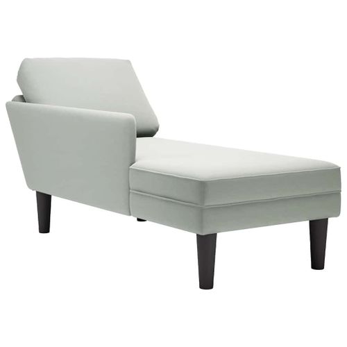 Vidaxl Fauteuil Long Et Coussin Et Accoudoir Droit Gris Clair Velours