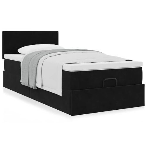Vidaxl Cadre De Lit Ottoman Avec Matelas Noir 100x200cm Velours